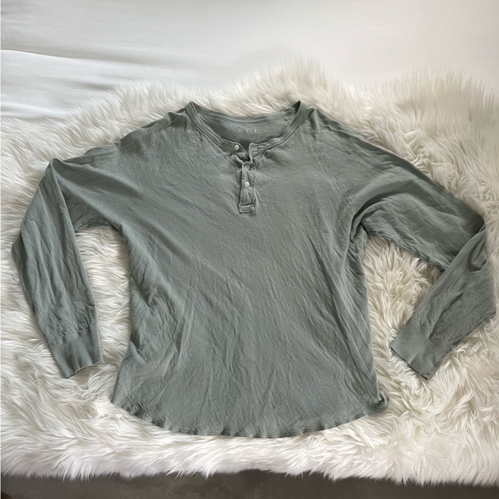 Scoop NYC SCP Men’s Longsleeve Henley Grey Shirt